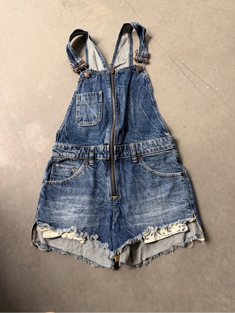 We The Free Blue Denim Short Overalls